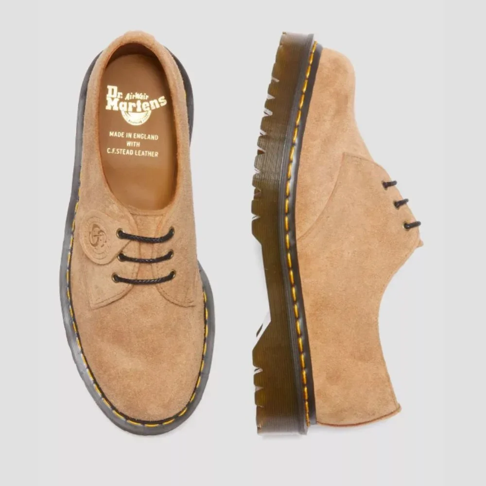 Made in ENGLAND DR. MARTENS 1461 BEX OXFORD IN Sandy Tan Tufted Suede MSRP$275